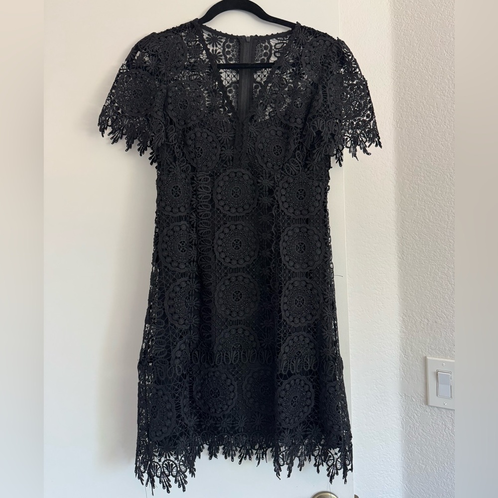 Nanette Lepore Black Crochet Lace Mini Dress